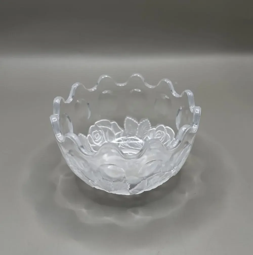 Mikasa Frosted Rose Glass Crystal Bowl 3